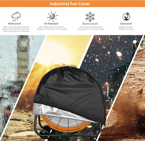 VEGARD Industrial Fan Cover,Outdoor Fan Cover, Heavy Duty Waterproof&Dustproof Cover for 24" High Velocity Floor Fan, Drum Fan, High Speed Blower,...