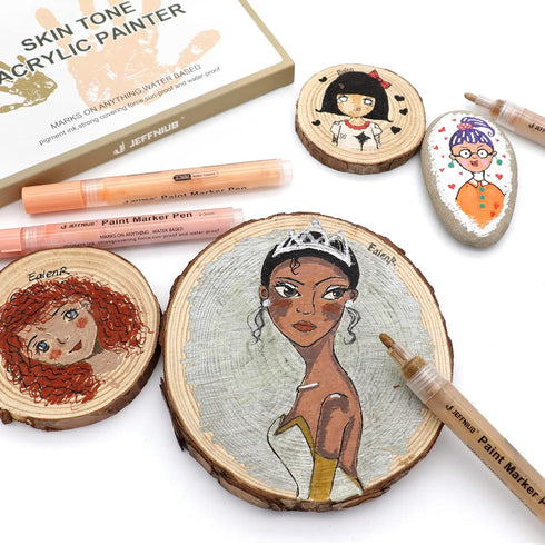 Skin Tone Acrylic Paint Pens, Paint Markers for Wood,Glass,Fabric,Rocks Painting Paint Pens (2mm skin tone)...