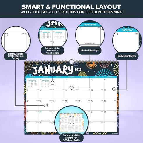 18 Months Academic Landscape 2024 Wall Calendar 2024 July 2024-Dec 2025, 11.5x8in 2024 Calendar Wall, Calendar 2024 Wall Calendar 2024-2025 Calend...