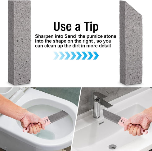 10 Packs Pumice Stone for Cleaning with 2 Universal Handle,Grey Pumice Stone Cleaner for Cleaning Toilets, Bathrooms, Kitchens, Spas, Pools, House...
