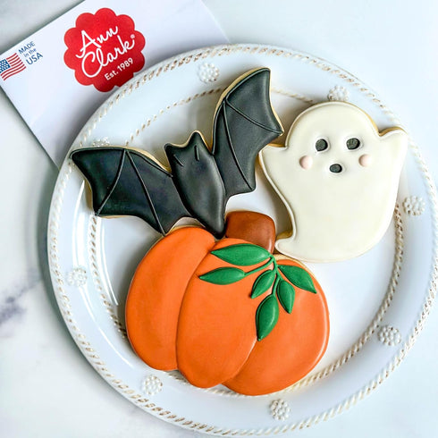 Halloween Cookie Cutters 3-Pc. Set Made in USA by Ann Clark, Pumpkin, Ghost, Bat...
