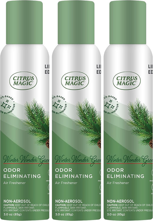 Citrus Magic Holiday Odor Eliminating Air Freshener Spray, Winter Wonder Green, 3-Ounce, Pack of 3...