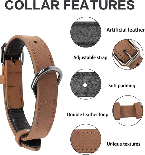 YAODHAOD Soft Padded Leather Dog Collar for Dogs, Adjustable Microfiber Dog Collar Leather, Heavy Duty Dog Collar for Small Medium Large Dogs Pupp...