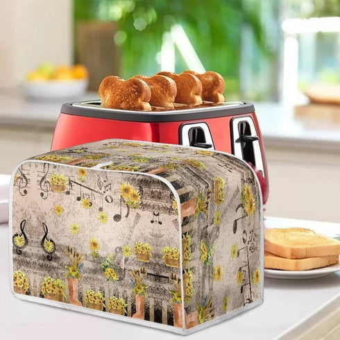 Autumn Music Note Toaster Covers 4 Slice Decorative Covers for Small Kitchen Appliance, Reversible Toaster Cover Bread Maker Protector...
