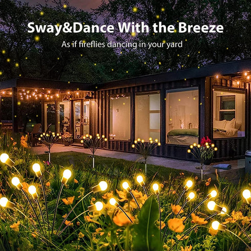 2 Pack Solar Garden Lights, 10 LED Solar Firefly Light Outdoor Waterproof, 8 Modes Solar Outdoor Lights, Swaying Solar Garden lights for Landscape...
