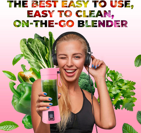 Portable Blender - Compact and USB Rechargeable Personal Travel Blenders for Smoothies, Shakes and Ice - Mini Fruit Juice Mixing Shaker Bottle - 3...