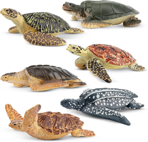 Toymany 6PCS Realistic Sea Turtle Figurines, Plastic Ocean Sea Animals Figures Set includes of Turtles, Educational Toy Cake Toppers Christmas Bir...