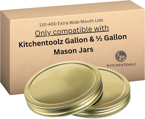 Kitchentoolz 110-400 Mason Jar Lids 2-Pack – ONLY Fits Kitchentoolz 1 Gallon & Half Gallon Wide Mouth Jars – Not for Standard Mason Jars...