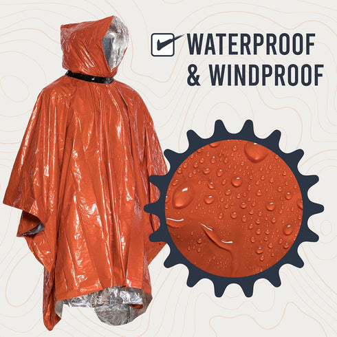 Go Time Gear Emergency Survival Life Poncho 2 Pack - Thermal Use in Camping, Survival Gear - Includes Whistle & Paracord...