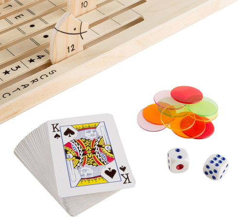 Hey! Play! Wooden Horse Race Game with Dice, Cards and Chips – Indoor and Outdoor Board Games for Adults, Kids, Boys and Girls Party Game (80-DDH)...