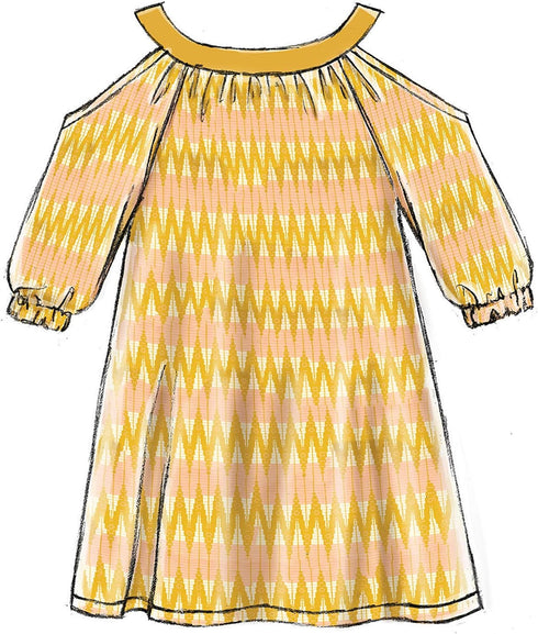 McCall Pattern Company McCall's M7798 Learn Girl's Cold Shoulder and Raglan Sleeve Dress Sewing Patterns, Sizes 7-14, 7-8-10-12-14, White...