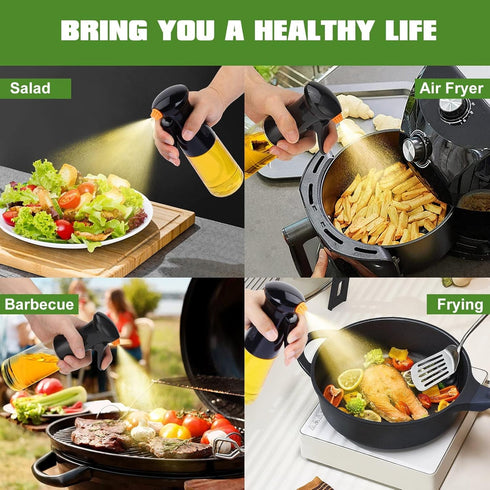 Oil Sprayer for Cooking, Upgraded Olive Oil Sprayer Bottle, Air Fryer Accessories, Oil Mister 7oz/200ml Oil Vinegar Spritzer, Kitchen Gadgets for ...
