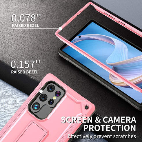 URBANITE Case for Samsung Galaxy S22 Ultra 5G, Military Grade Heavy Duty Shockproof Protective Cover, Built-in Kickstand (Pink)...