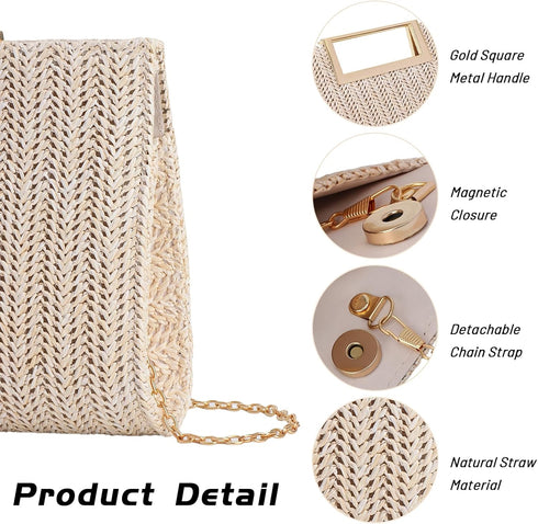 Lanpet Women's Clutch Handbags Convertible Straw Clutch Purse Summer Beach Bag 2024 (Beige)...