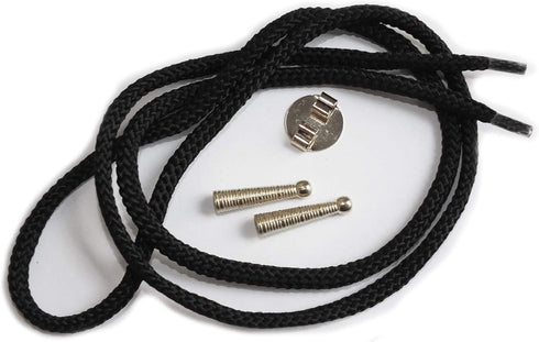 Blank Bolo Tie Parts Kit Round Slide Textured Tips Black Cord DIY Silver Tone Tone Supplies for 4 Ties...