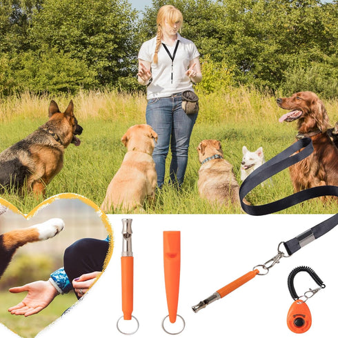 3Pack Ultrasonic Dog Whistle,Dog Whistle to Stop Barking,Recall Training,Professional Ultrasonic Dog Training Whistle with Dog Clicker Lanyards...