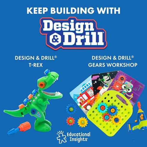 Educational Insights Design & Drill® Shark - Take Apart Toy, 13 Pieces, Kid-Friendly Screwdriver, Toddler STEM Toy, Gift for Ages 3+...