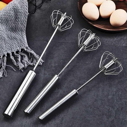 Stainless Steel Egg Beater, Hand Mixer Hand Push Mixer Manual Egg Beater Semi-automatic Mixer Press Mixer Kitchen Tools for Mixing and Whipping...