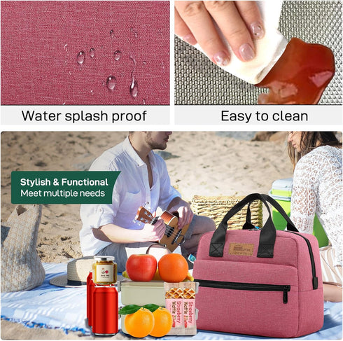 HOMESPON Insulated Lunch Bag for Women Men Lunch Box Cooler Lunch Tote for Work Picnic (Rose)...