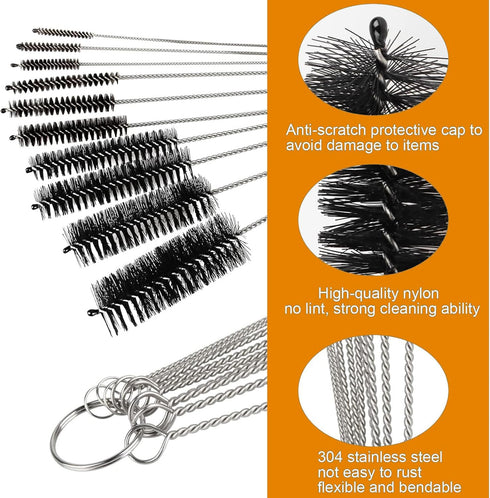 11pcs Long Pipe Cleaner Set, Flexible Drain Brush, Flexible Long Drain Brush Extra Long Flexible Tube Cleaning Brush Fridge Cleaning Tool for Clea...