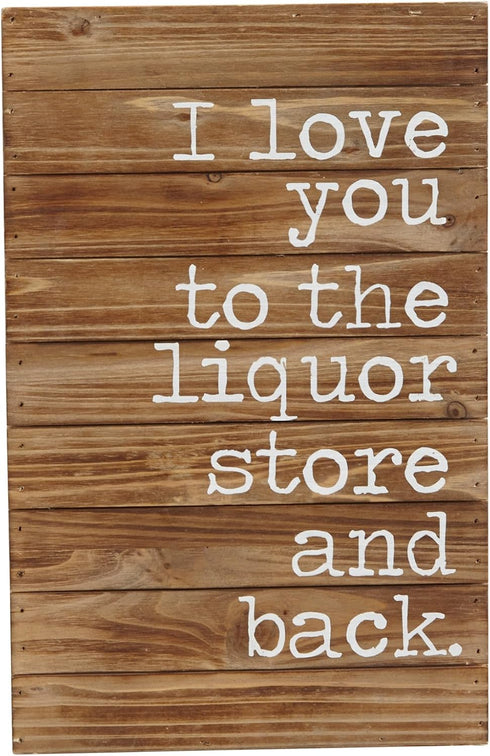 Mud Pie 4345120 Planked Wood Liquor Store & Back Wall Plaque...