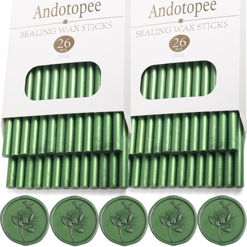 52pcs Pine Green Sealing Wax Sticks, Andotopee Glue Gun Wax Seal Sticks for Wax Seal Stamp, Premium Sealing Wax for Envelope Letter Seal Wedding I...
