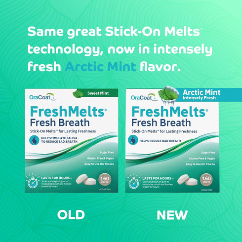 Oracoat® FreshMelts® Fresh Breath Stick-on™ Melts for Lasting Freshness, Arctic Mint, 160 Count...