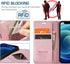 japezop iPhone 12 Mini Flip Case, Pink Leather, RFID Blocking, Card Holder, Slim Fit, Wireless Charging Compatible, 5.4 Inch...