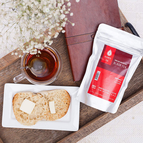 Elevate Tea ENGLISH BREAKFAST BLACK TEA, Loose Leaf Tea Blend, 30 servings, 3 Ounce Pouch, Caffeine Level: High, Single Unit, 3 Ounce (Pack of 1)...