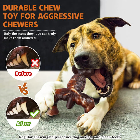 Dog Chew Toys for Aggressive Chewers Indestructible Dog Toys,Bacon Flavored,Tough Dog Bone Toys for Medium/Large Breed Dogs, Best Extreme Chew Toy...