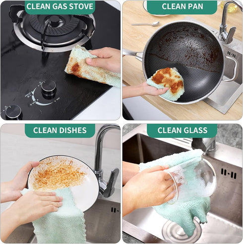 20 Pack Kitchen Dish Cloths, Super Absorbent Microfiber Cleaning Cloth for Cleaning Dishes, Kitchen, Bathroom, Car (Grey & Green)...
