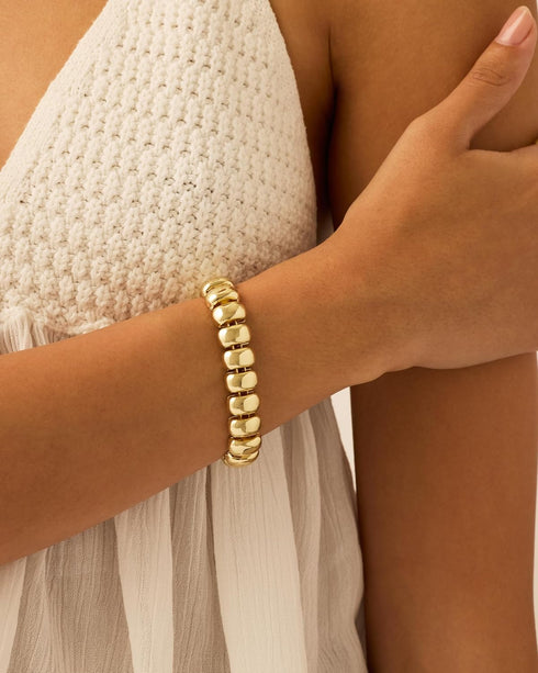PAVOI 14K Gold Plated Chunky Ribbed Texture Bracelet for Women |Gold Statement Jewelry Piece...