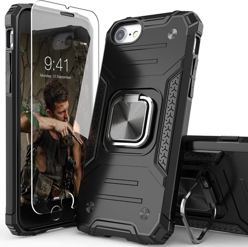 for iPhone SE 2020 Case with Screen Protector,Shockproof Drop Test Cover with Car Mount Kickstand Lightweight Protective Case for iPhone 6/6s/7/8/...