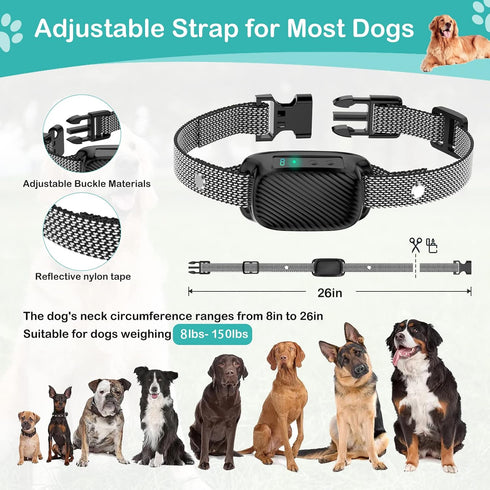 Dog Bark Collar-NOUGAT Rechargeable Smart Anti-Barking Collar, 8 Adjustable Sensitivity Beeping Vibrating Shock Beeps, Anti-Barking Collar for Sma...