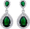 EVER FAITH Women's Austrian Crystal Cubic Zirconia Tear Drop Dangle Earrings Emerald Color Silver-Tone...