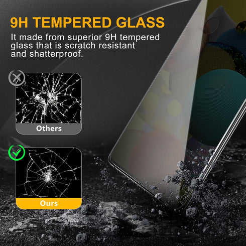 3 Pack Privacy Screen Protector for Samsung Galaxy A51 With 3 Pack Camera Lens Protector, Anti Spy Tempered Glass 9H Hardness, Black Protector Ant...