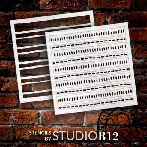 Brushstroke Stripe Pattern Stencil by StudioR12 - Select Size - USA MADE - DIY Boho Decor | Painting on Walls, Floors, Tiles, & Wood Signs | STCL6...