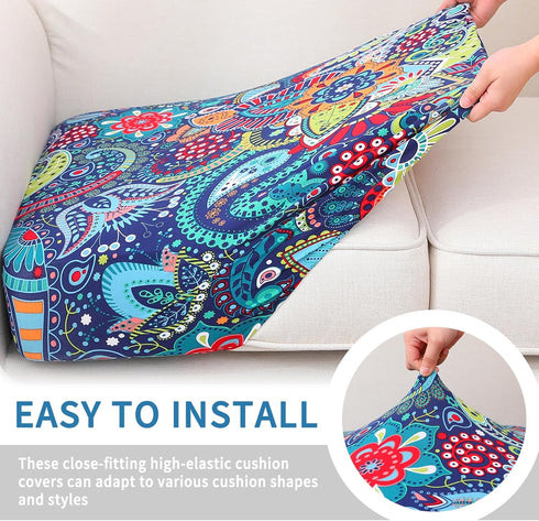hyha Printed Couch Cushion Covers, Floral Sofa Covers Washable for Cushion Couch, Stretch Pattern Outdoor Cushion Covers for Patio Furniture with ...