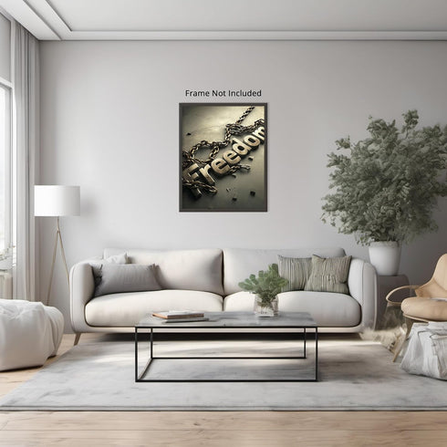 Posterizer-freedom-broken chains-inspiring typography art -2-Abstract & Modern Art Gift for Men Women Teens Decor for Home & Office- unframed wall...