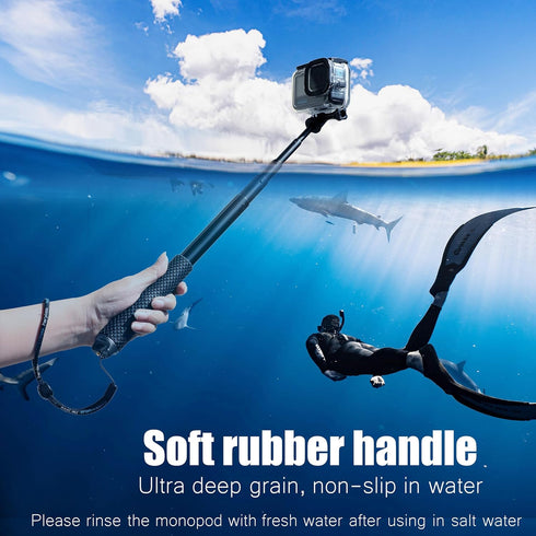 SOONSUN 45'' Aluminum Waterproof Extension Monopod Pole Selfie Stick for GoPro Hero 12 11 10 9 8 7 6 5 4, Max, Mini, Fusion, Session, Insta360 X2 ...