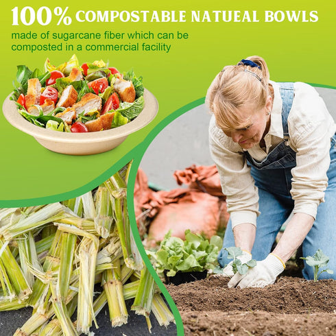 12oz Small Paper Bowls Disposable, 50 Pack Compostable Bowls, Eco-Friendly Biodegradable Bowls Made Of Sugarcane, Heavy Duty Serving Bowls For Ice...