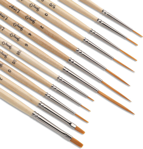 Jerry Q Art 12 Pcs Detail Paint Brushes, Golden Synthetic Hair, High Performance for Oil, Acrylic and Watercolor JQ-503...