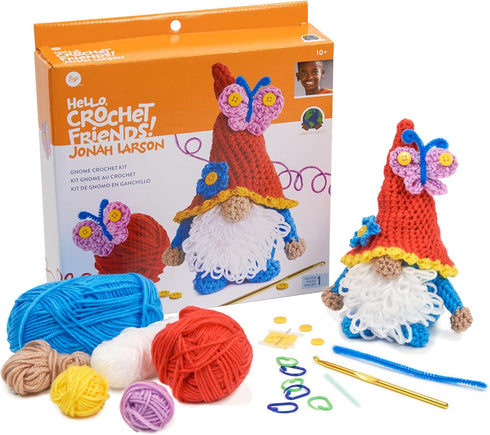Boye Jonah's Hands Gnome Beginners Crochet Kit for Kids and Adults, Multicolor 12 Piece, Small...