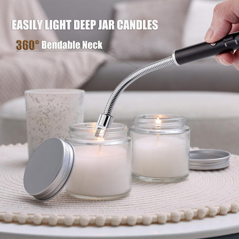 2 Pack Electric Candle Lighter USB Rechargeable Flameless Windproof Arc Lighter with Flexible Neck, Safety Switch for Candle, Grill, BBQ, Camping ...