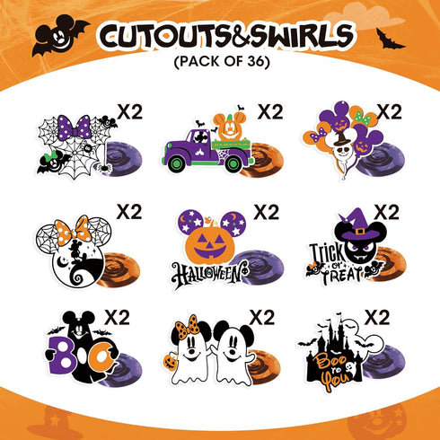 36Pcs Mouse Halloween Decorations Hanging Swirl, Mouse Theme Halloween Party Supplies Halloween Foil Swirl Ceiling Hanging Decor for Halloween Bir...