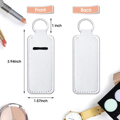 Hicarer Sublimation Lipstick Holder Keychain Bulk Blank Lipstick Neoprene Clip-on Sleeve Travel Key Ring Holder...