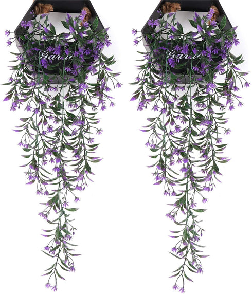 Artificial Flowers Vine, for Christmas Plastic Hanging Ivy Plants Fake Vines Grass Garland Home Garden Outdoor Window Box Indoor Party UV Resistan...