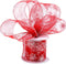 Boao 2.5 Inch Wide Organza Ribbon Snowflake Wired Sheer Glitter Ribbon with Spool for Christmas Decoration, Gift Wrapping, Party Decoration (Red, ...
