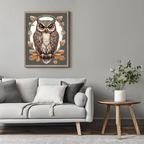 Posterizer 1 pcs- Brown owl poster with flowers-Art for Animal Lovers-Floral Botanical Art- Gift for Men Women Entrepreneur Teens-Decor for Home &...