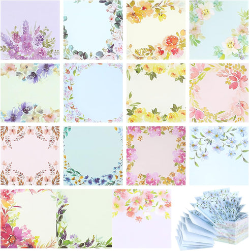 Clabby 15 Pads Pop up Sticky Notes 3 x 3 Inch Floral Sticky Notes Refills Cute Sticky Pads Pop up Note Pads Flower Self Sticky Notes Memo Notes fo...